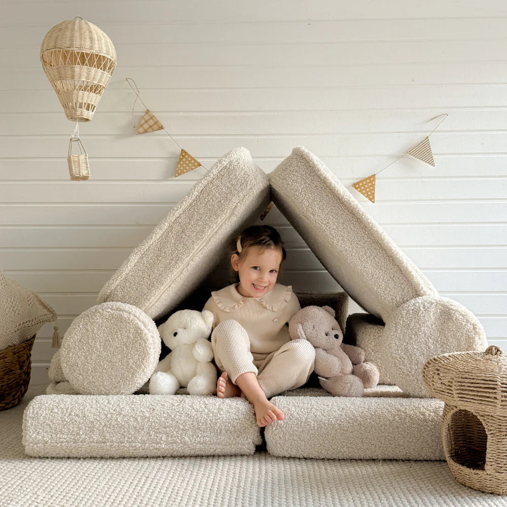 Canapé de jeu modulable Pocket 120cm en peluche Bearly | 10 Pièces