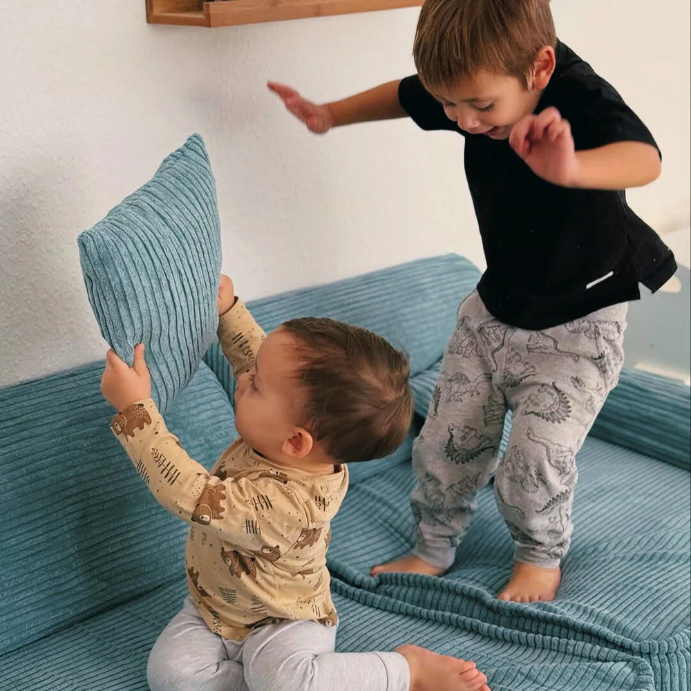 Canapé de jeu modulable Premium 160cm en velours Corduroy à larges côtes Aesthetic | 10 Pièces