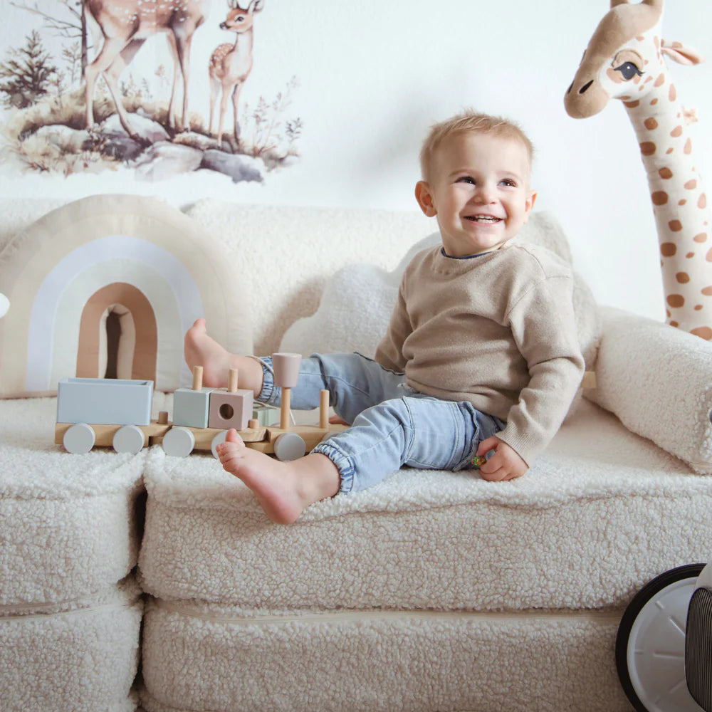 Canapé de jeu modulable Premium 160cm en peluche Bearly | 8 Pièces