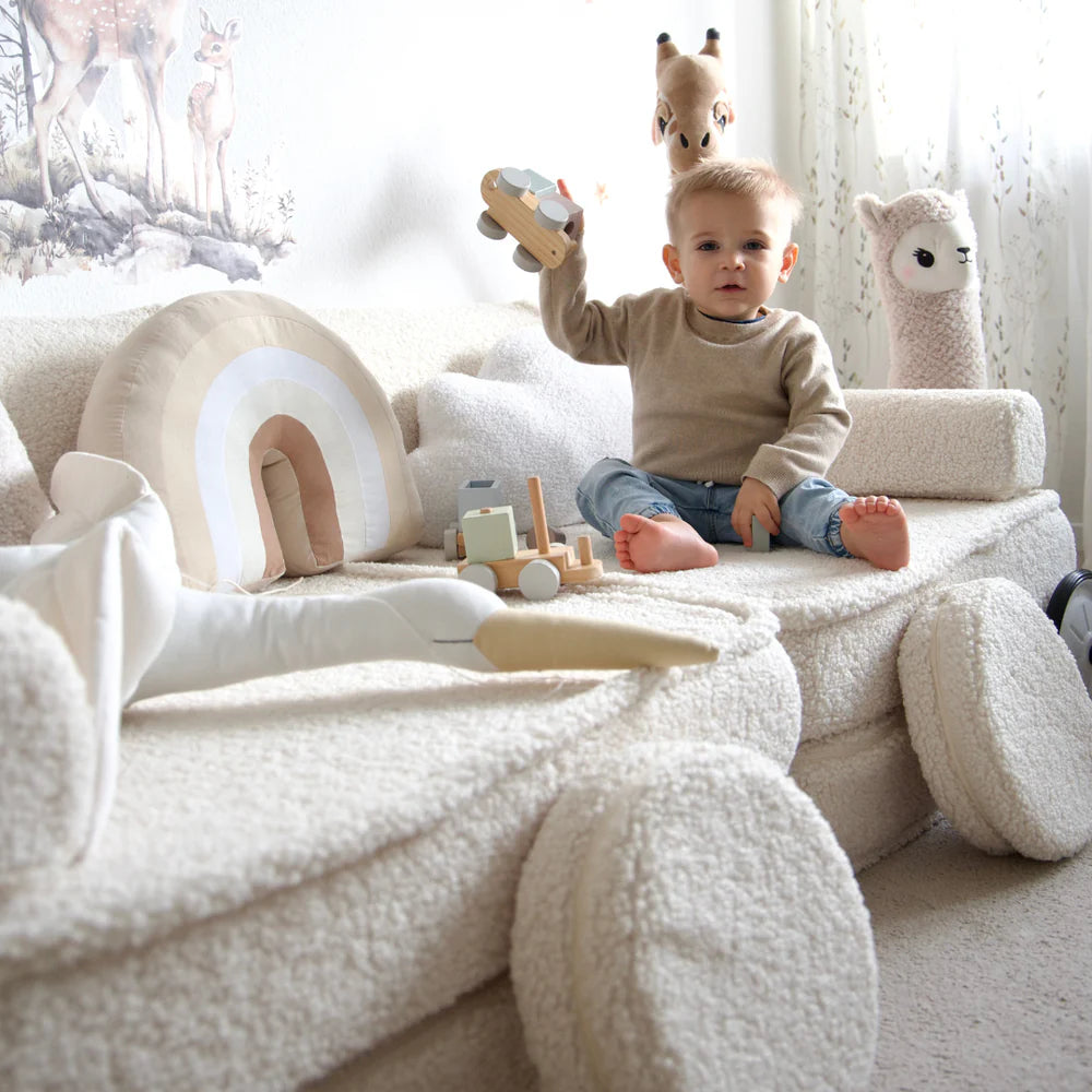 Canapé de jeu modulable Premium 160cm en peluche Bearly | 8 Pièces