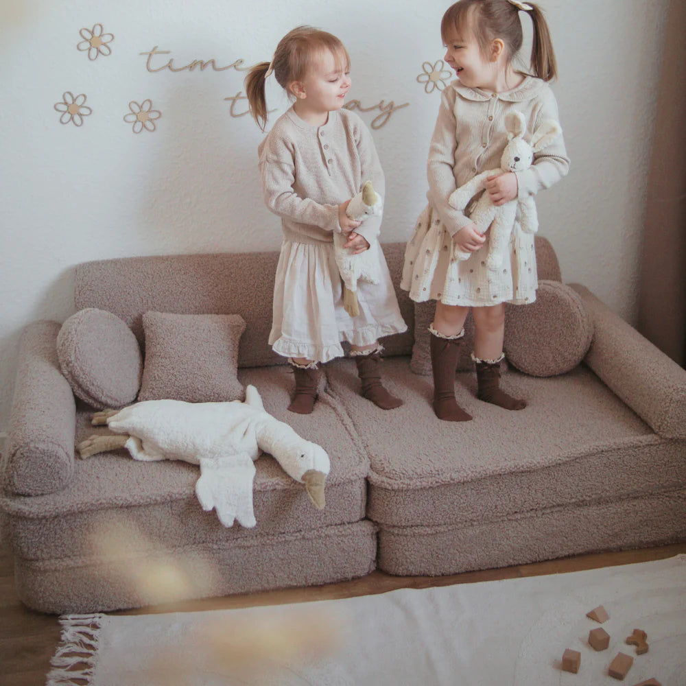 Canapé de jeu modulable Premium 160cm en peluche Bearly | 8 Pièces