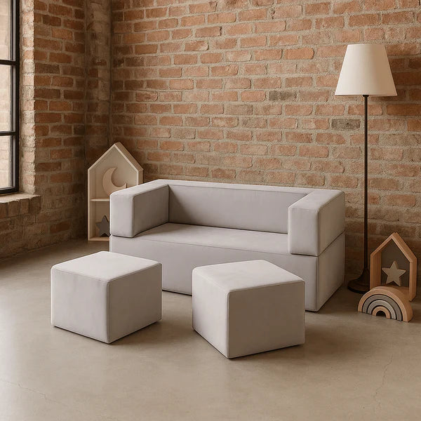 Canapé modulable Cube en velours | 4 Pièces