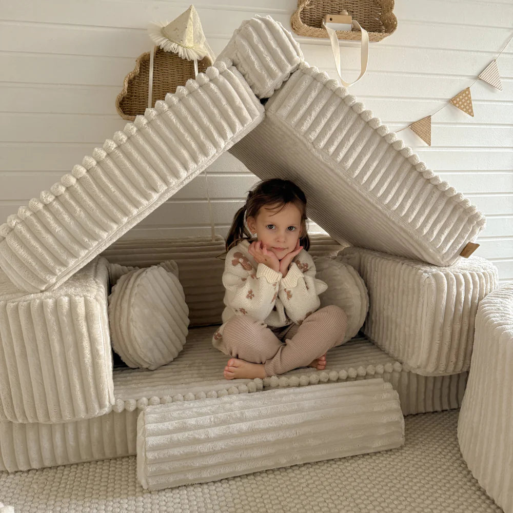 Canapé de jeu modulable Pocket 120cm en velours côtelé Churros | 12 Pièces