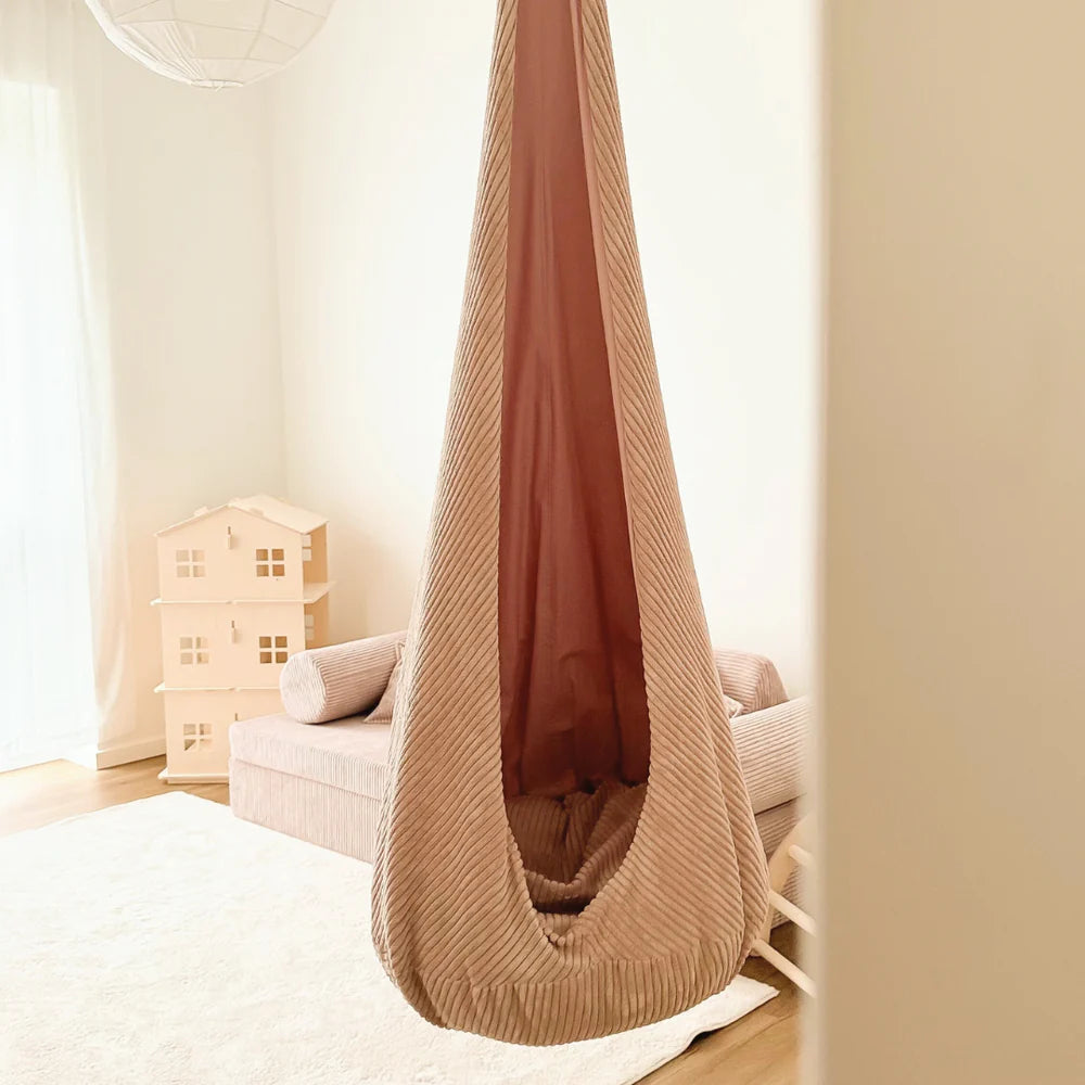 Balançoire Cocon d'intérieur, en velours Corduroy à larges côtes Aesthetic