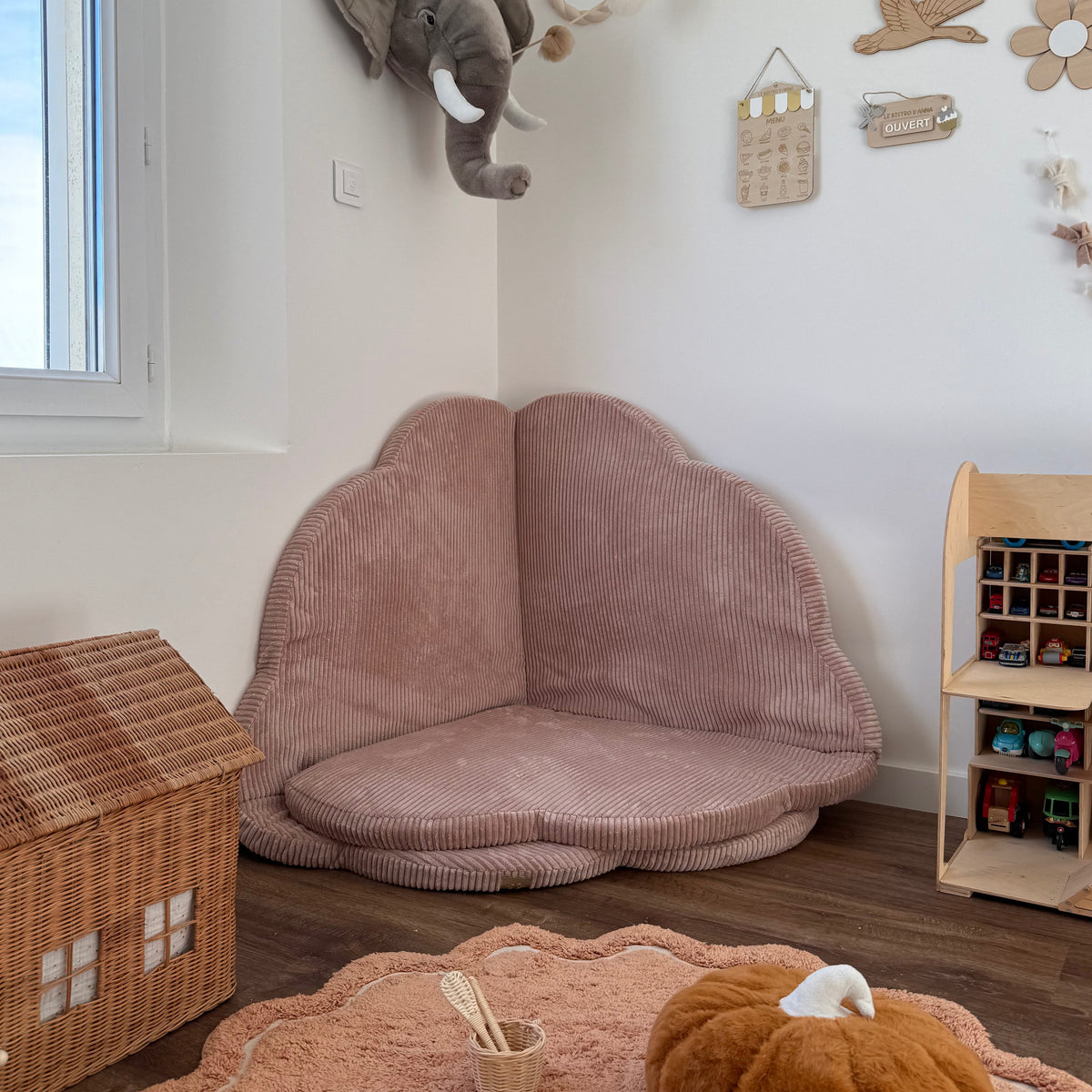 Tapis de jeu et d'éveil épais en velours Corduroy à larges côtes Aesthetic | Nuage