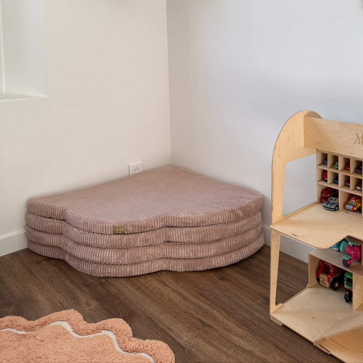 Tapis de jeu et d'éveil épais en velours Corduroy à larges côtes Aesthetic | Nuage
