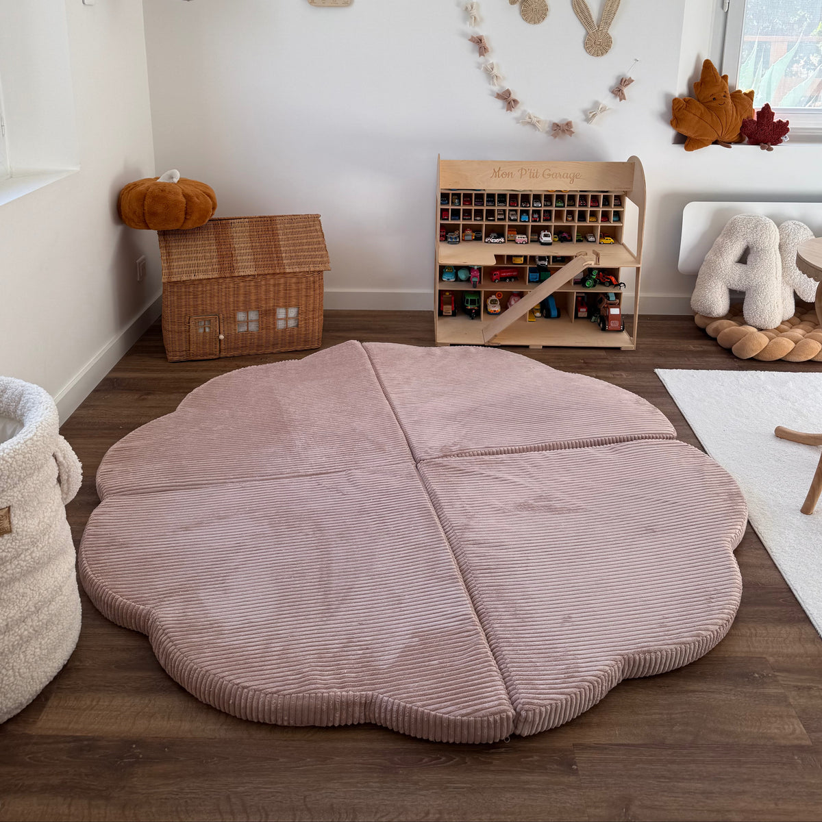 Tapis de jeu et d'éveil épais en velours Corduroy à larges côtes Aesthetic | Nuage