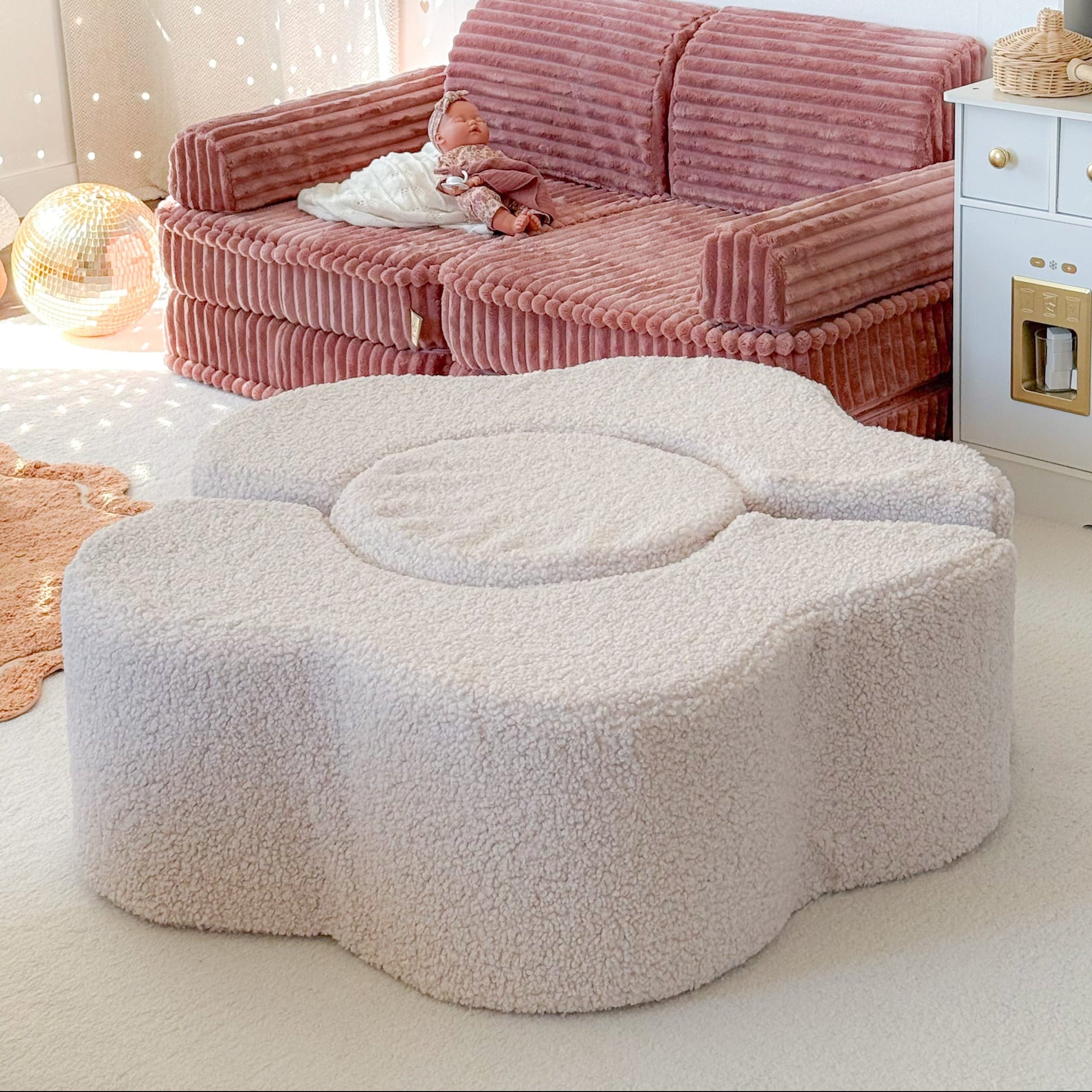 Pouf de motricté modulable Fleur en peluche Bearly | 3 pièces