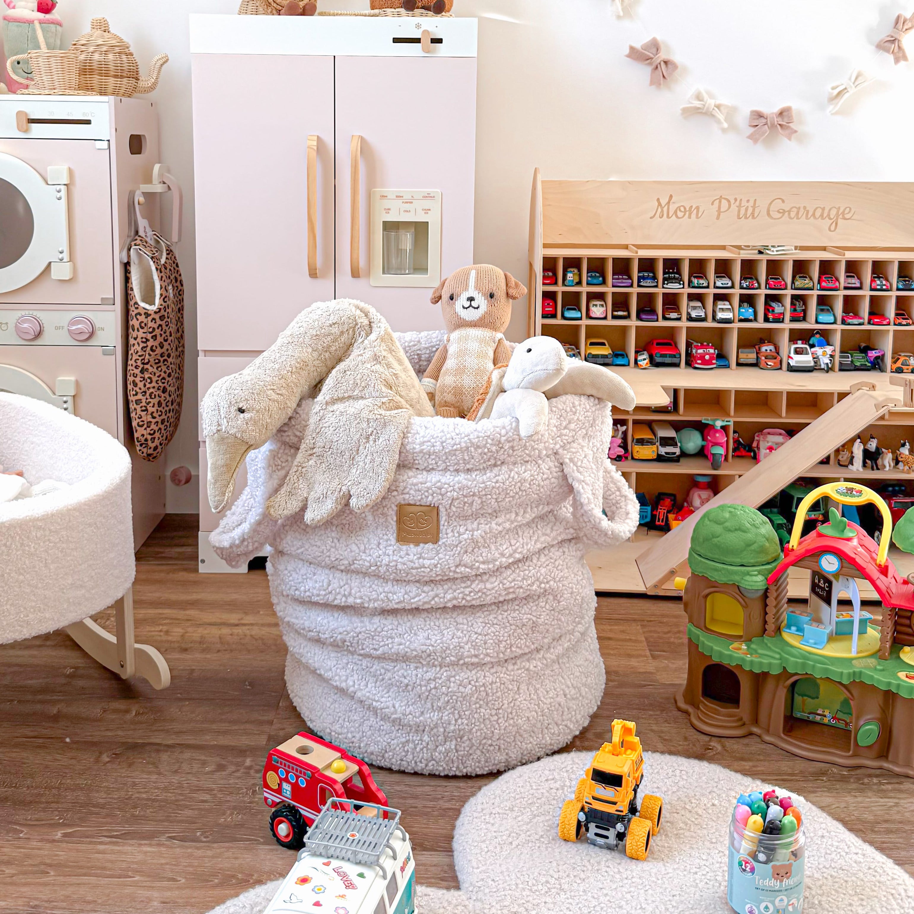 Panier de rangement 50cm en peluche Bearly