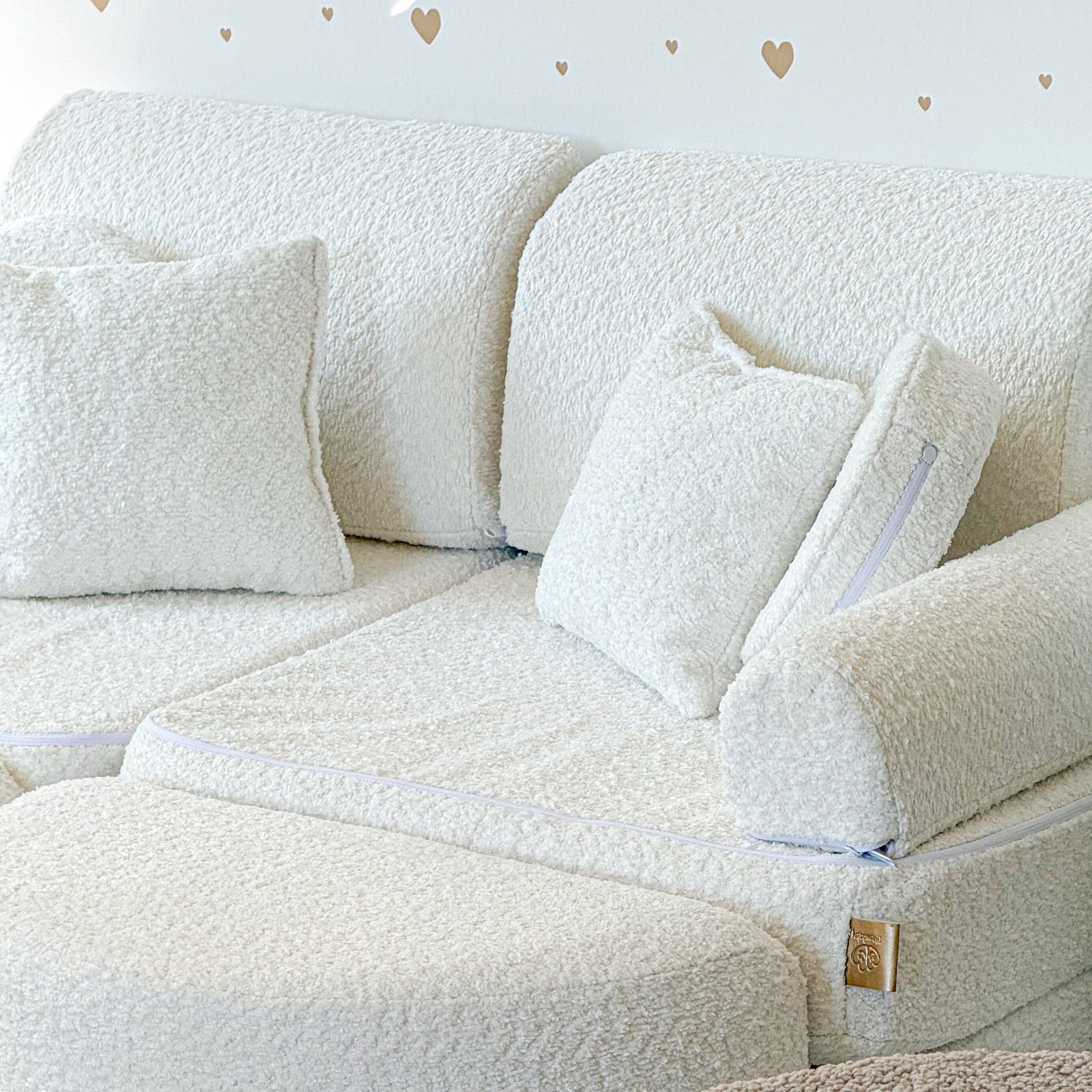 Canapé de jeu modulable Pocket 120cm en tissu texturé bouclé | 12 Pièces