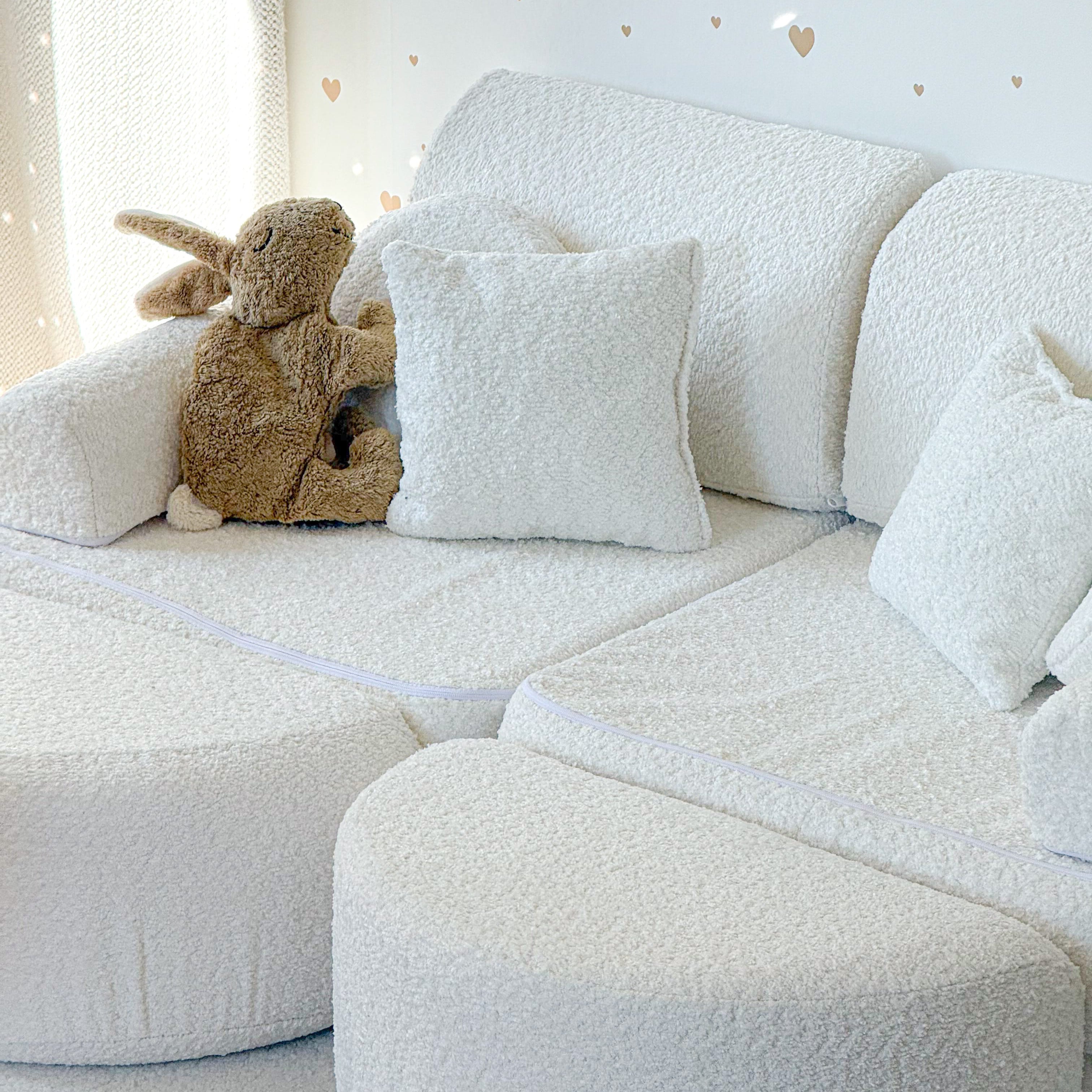 Canapé de jeu modulable Pocket 120cm en tissu texturé bouclé | 12 Pièces