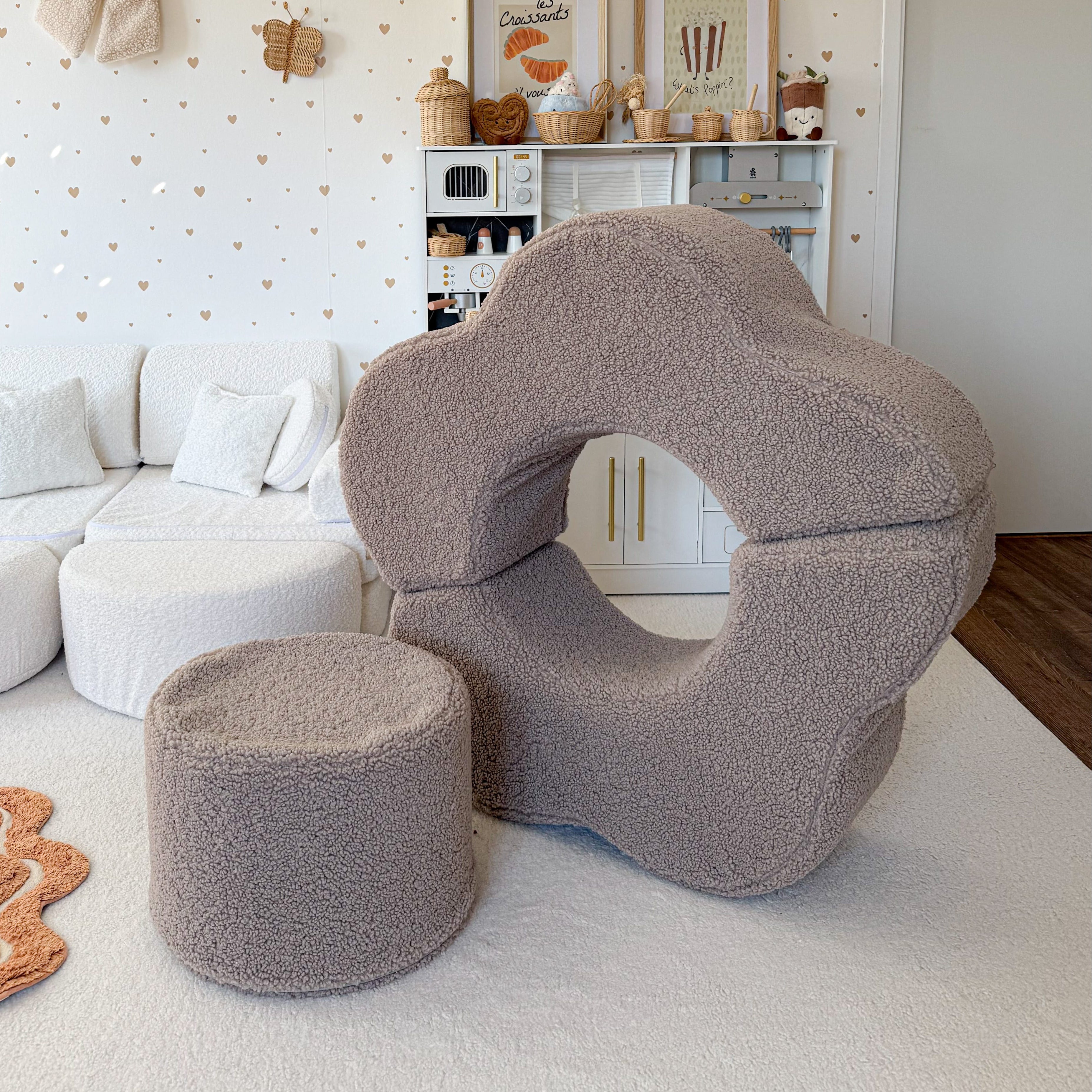 Pouf de motricté modulable Fleur en peluche Bearly | 3 pièces