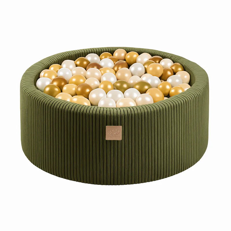 Piscine à balles Aesthetic ronde 90x30 cm en velours Corduroy à larges côtes Aesthetic, 200 balles - Kaki | Balles au choix