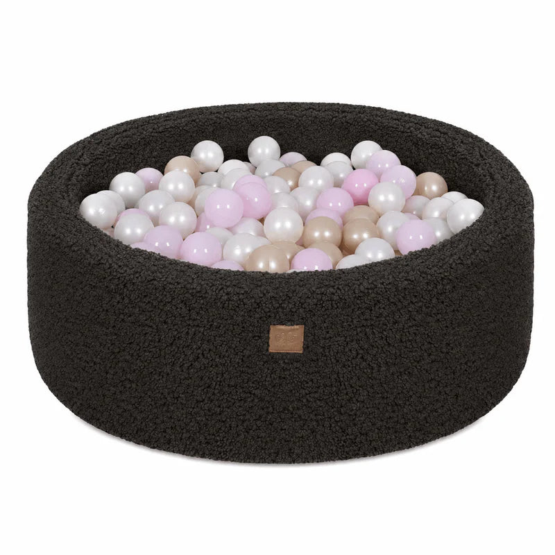 Piscine à balles Bearly ronde 90x30 cm en peluche, 200 balles - Chocolat | Balles au choix
