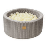 Piscine à balles 90x30 cm en chenille texturée Dune, 200 balles - Gris | Balles au choix