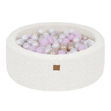 Piscine à balles Bearly ronde 90x30 cm en peluche, 200 balles - Blanc cassé | Balles au choix