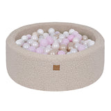 Piscine à balles Bearly ronde 90x30 cm en peluche, 200 balles - Taupe | Balles au choix