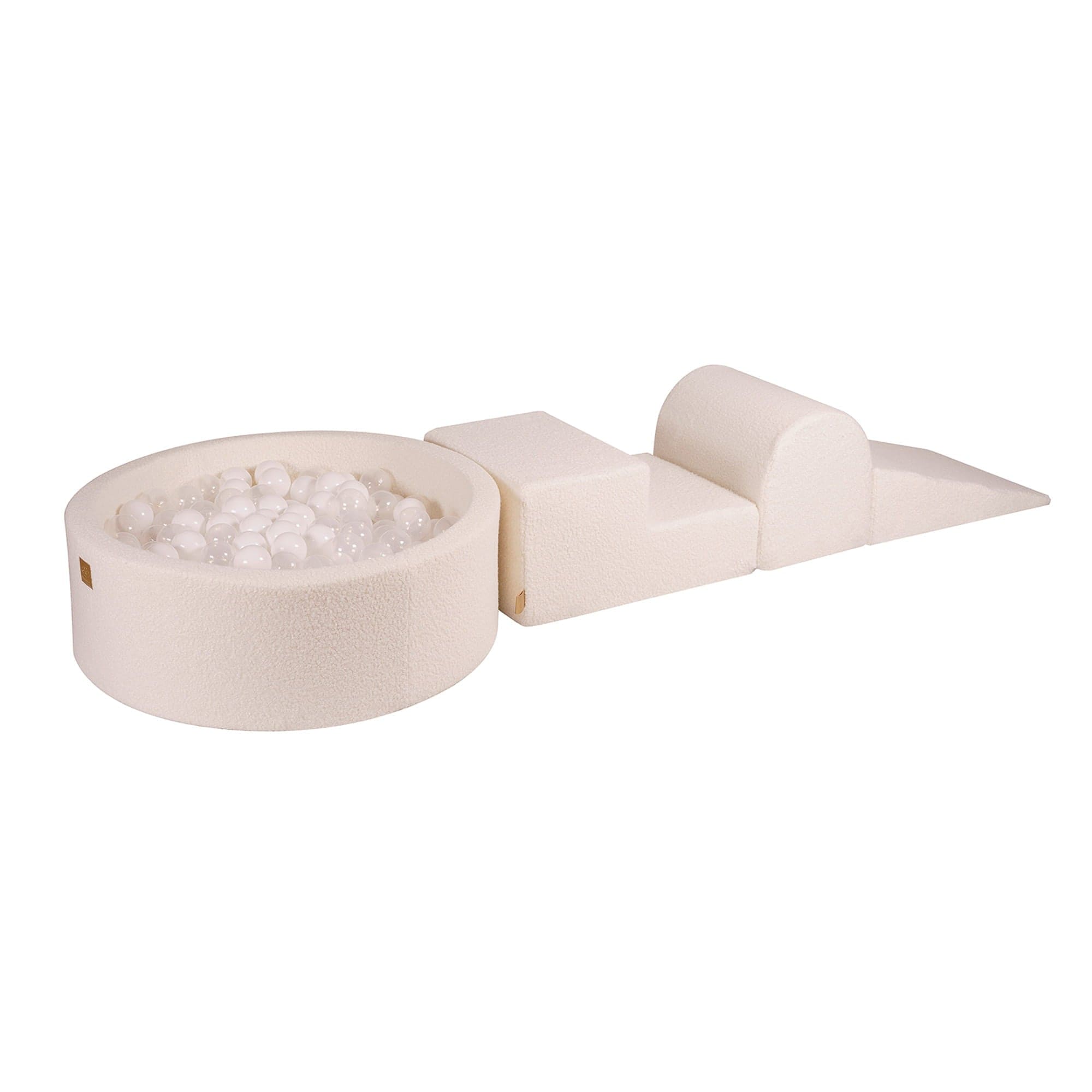 Meowbaby Boucle Kids Foam Climbing Blocks White - Baby Soft Play Set | Balls to Choose