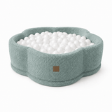Piscine à balles Fleur 90x30 cm avec son tapis de jeu en tissu texturé bouclé, 200 balles – Menthe | Balles au choix