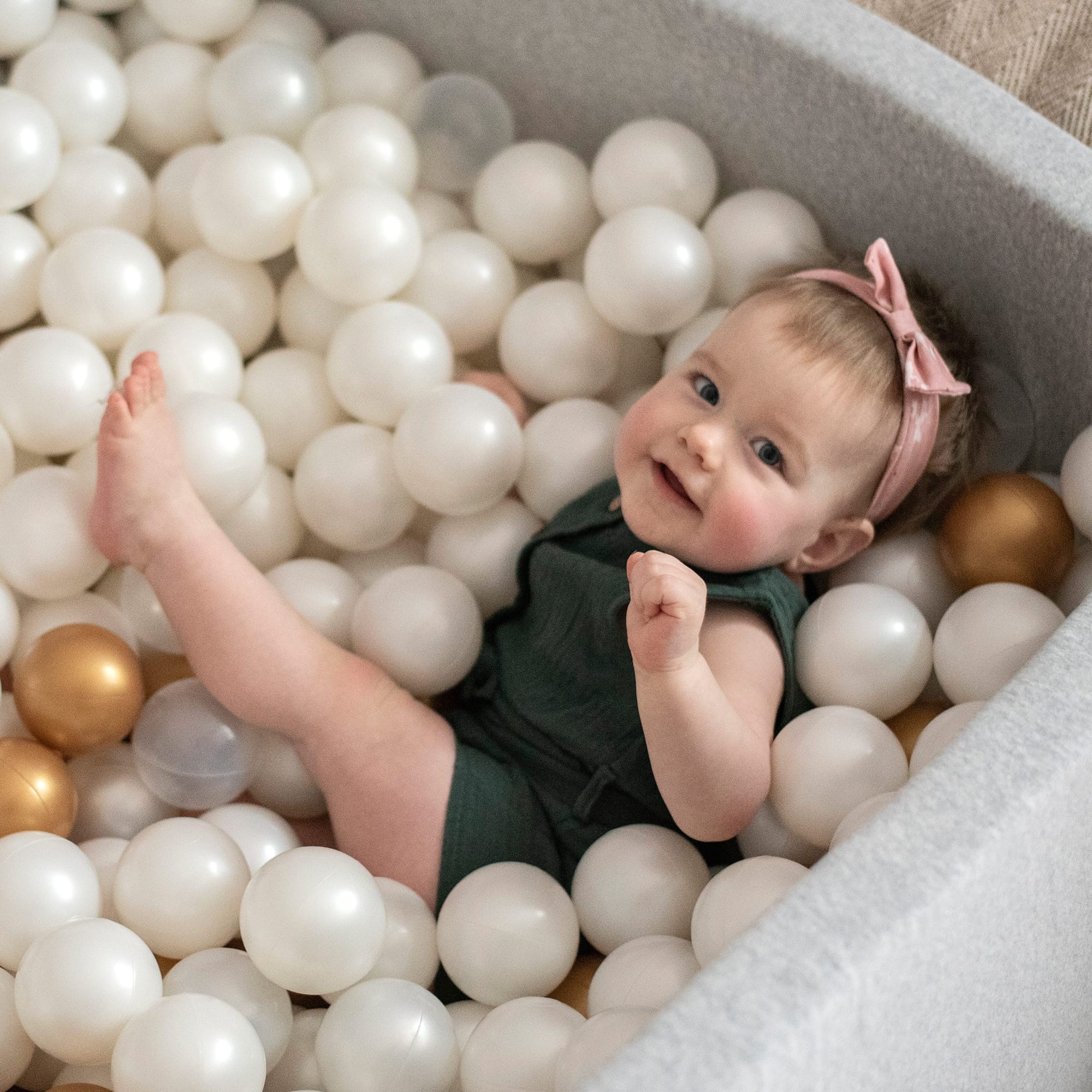 Meowbaby Cotton Ball Pit Dark Grey Square Balls to Choose