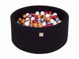 Piscine à balles ronde 90x40 cm en jersey, 300 balles - Noir | Balles au choix