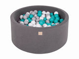 Piscine à balles ronde 90x40 cm en jersey, 300 balles - Gris | Balles au choix