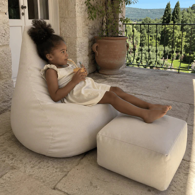 Pouf poire et pose pieds d'extérieur en toile déperlante et résistante aux UV Outzy