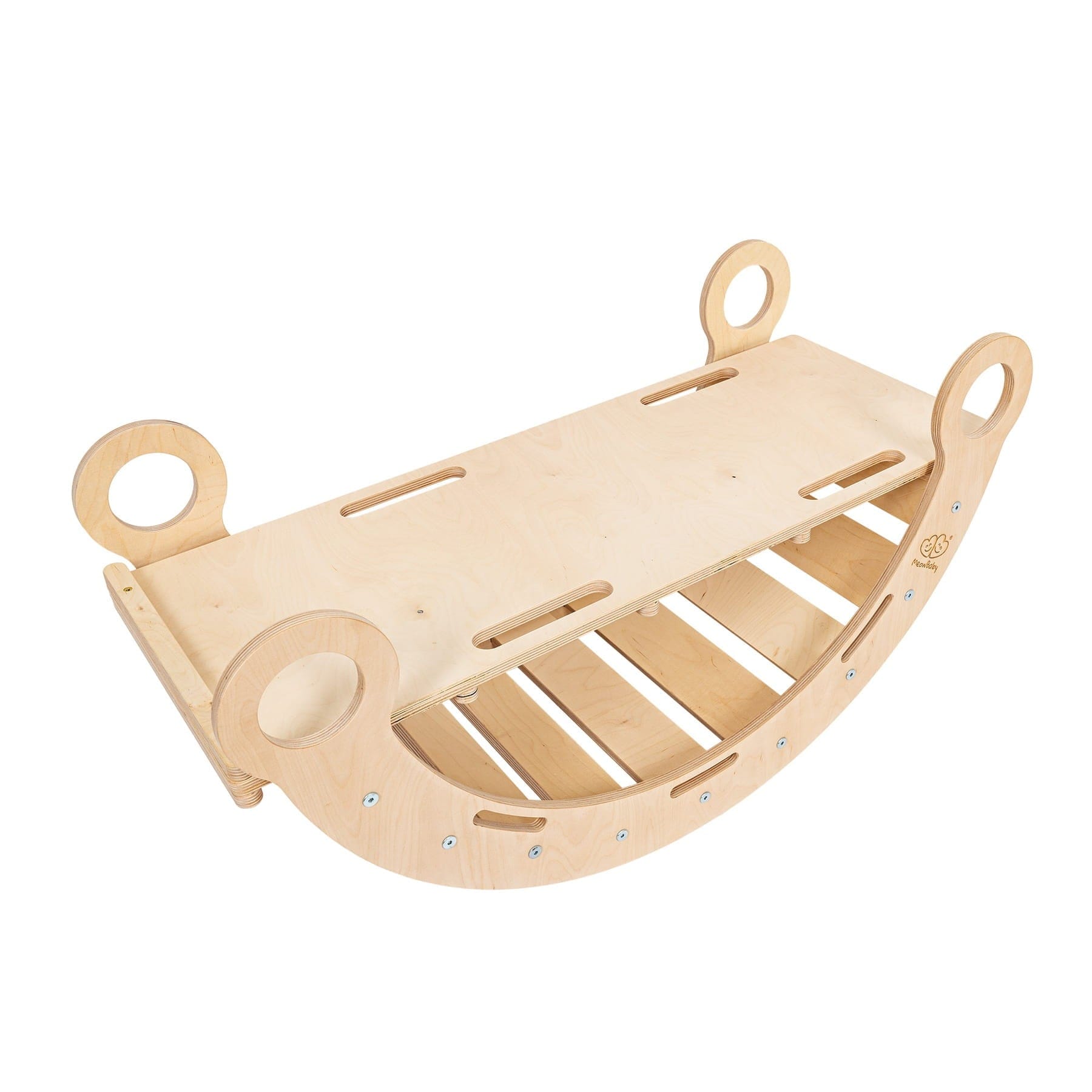 Meowbaby Rocker Natural - Wooden Toddler Indoor Climbing Frame for Kids