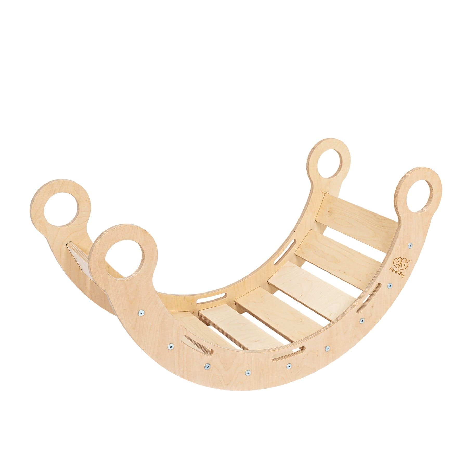 Meowbaby Rocker Natural - Wooden Toddler Indoor Climbing Frame for Kids