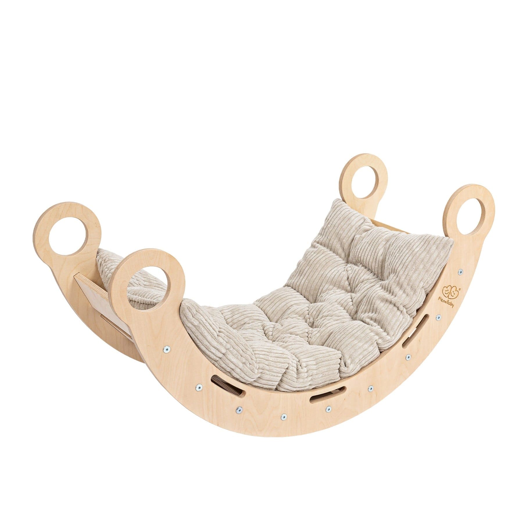 Meowbaby Rocker Natural - Wooden Toddler Indoor Climbing Frame for Kids
