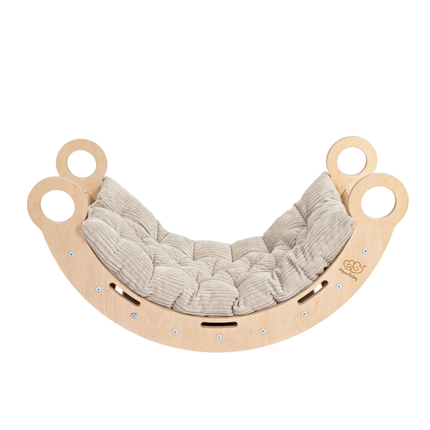 Meowbaby Rocker Natural - Wooden Toddler Indoor Climbing Frame for Kids
