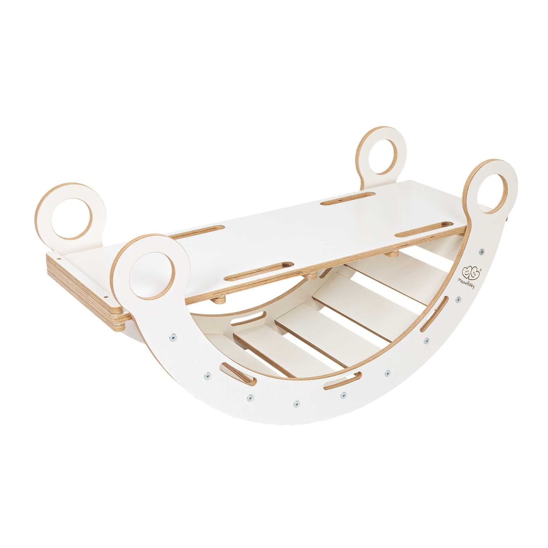 Meowbaby Rocker White - Wooden Toddler Indoor Climbing Frame for Kids