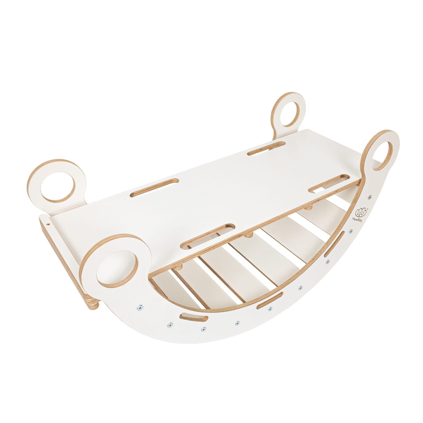 Meowbaby Rocker White - Wooden Toddler Indoor Climbing Frame for Kids