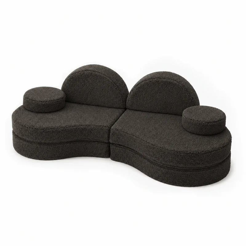 Canapé modulable Lunato 160cm en peluche Bearly | 6 Pièces