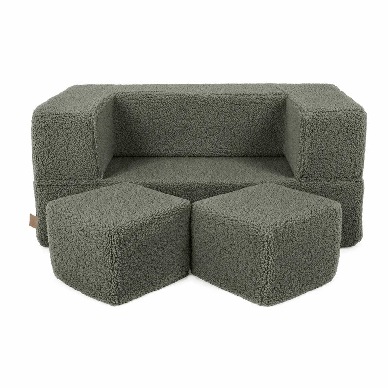Canapé de jeu modulable Cube 96cm en peluche Bearly | 4 Pièces