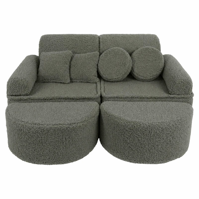 Canapé de jeu modulable Pocket 120cm en peluche Bearly | 12 Pièces