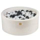 Piscine à balles ronde 90x40 cm en velours Doudou, 300 balles - Blanc | Balles au choix