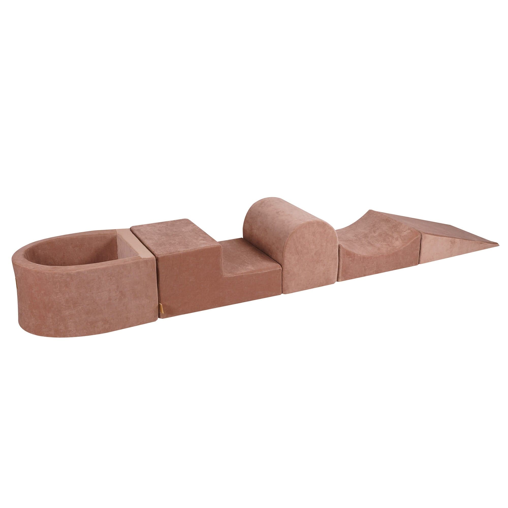 Meowbaby Velvet Kids Foam Climbing Blocks Beige - Baby Soft Play Set | Balls to Choose