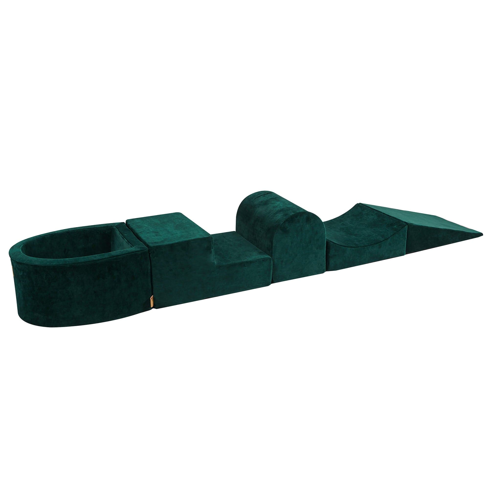 Meowbaby Velvet Kids Foam Climbing Blocks Green - Baby Soft Play Set | Balls to Choose