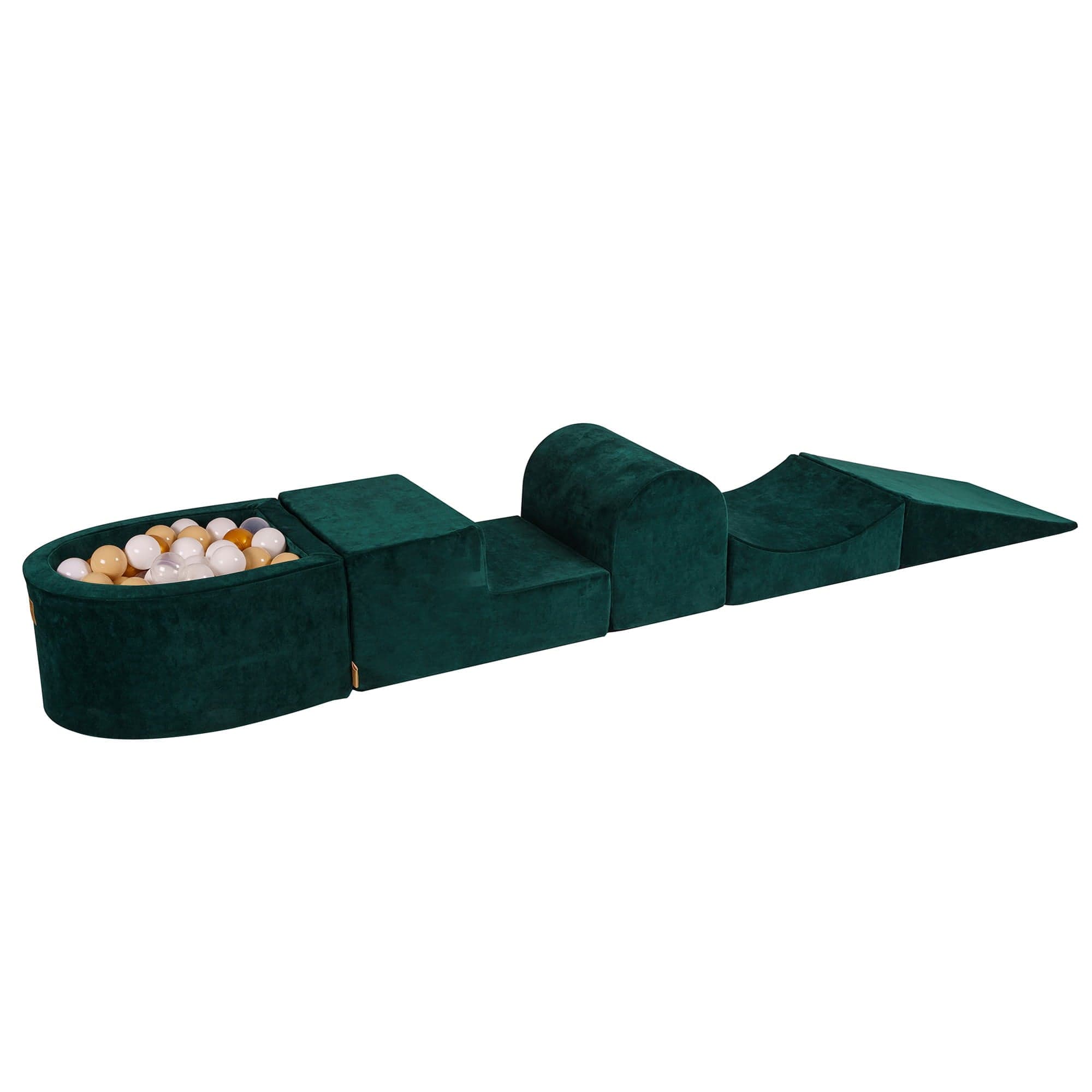Meowbaby Velvet Kids Foam Climbing Blocks Green - Baby Soft Play Set | Balls to Choose