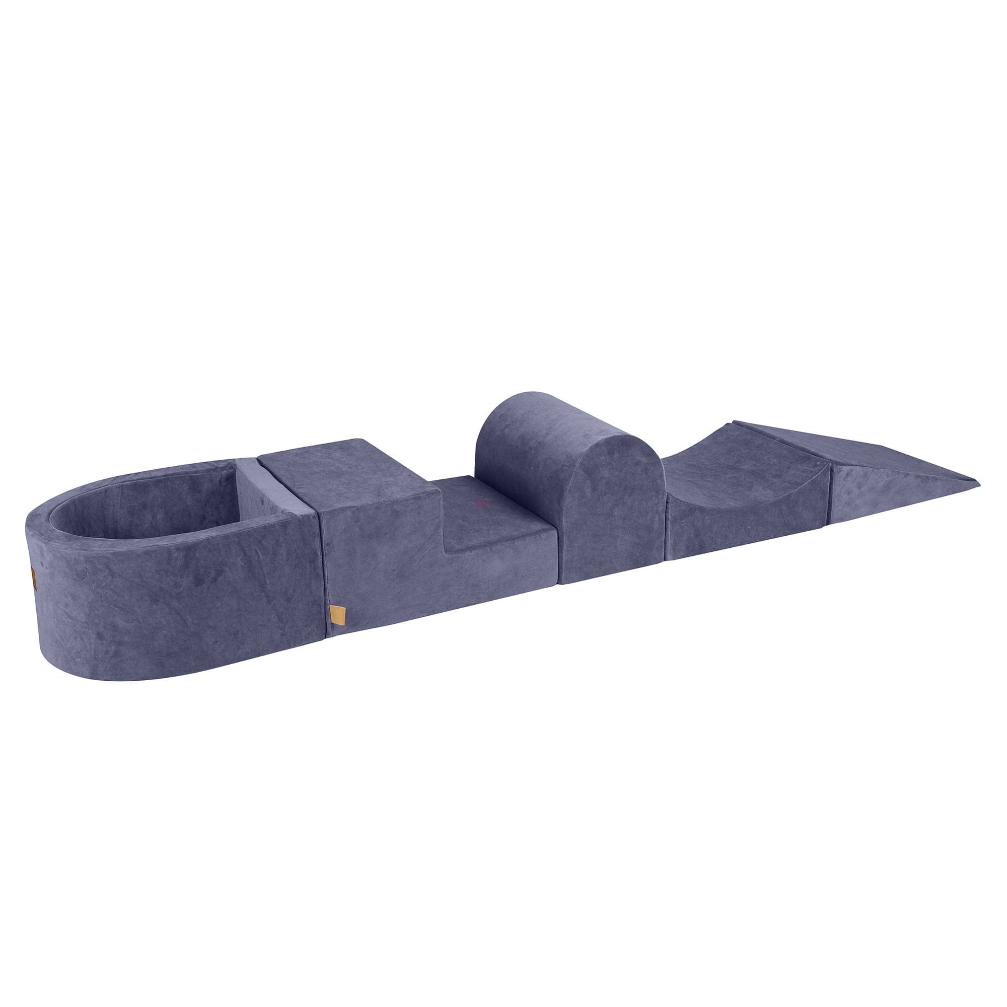 Meowbaby Velvet Kids Foam Climbing Blocks Grey-Blue - Baby Soft Play Set | Balls to Choose