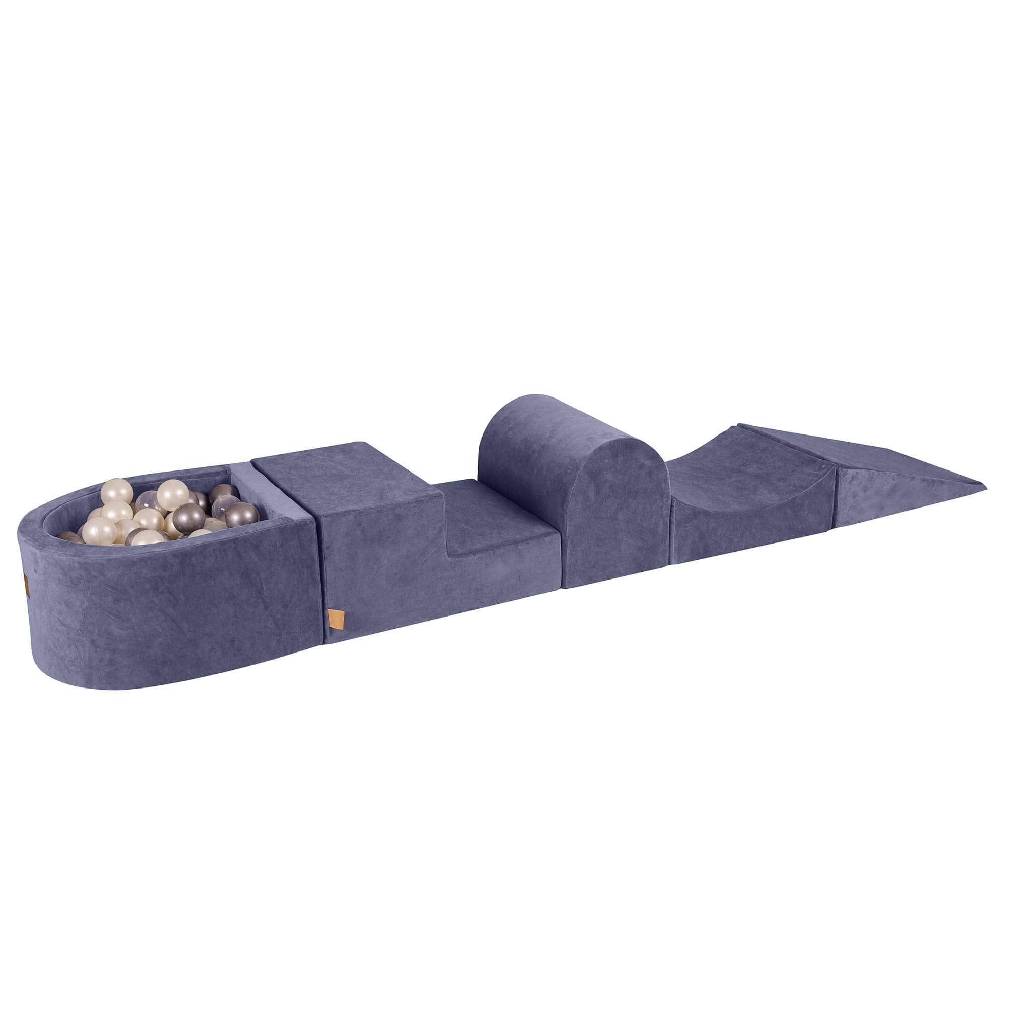 Meowbaby Velvet Kids Foam Climbing Blocks Grey-Blue - Baby Soft Play Set | Balls to Choose