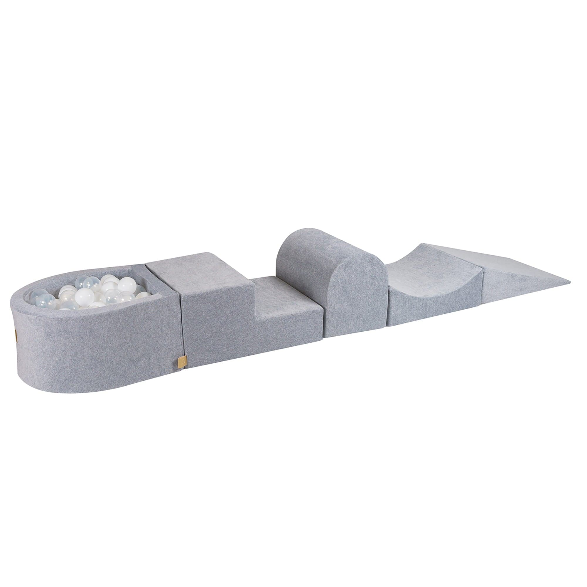 Meowbaby Velvet Kids Foam Climbing Blocks Light Grey - Baby Soft Play Set | Balls to Choose