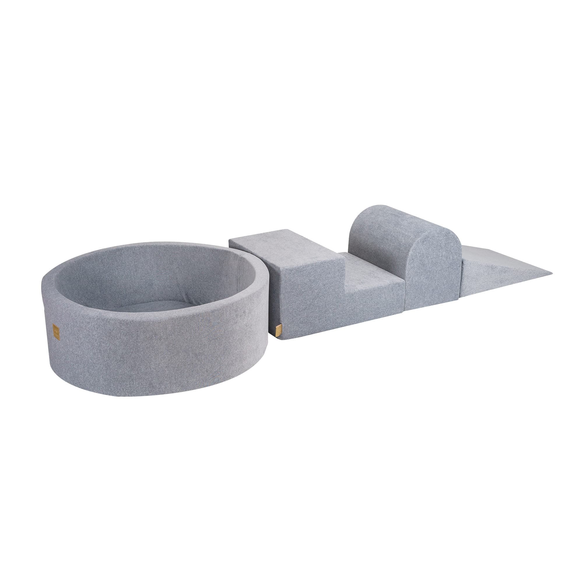 Meowbaby Velvet Kids Foam Climbing Blocks Light Grey - Baby Soft Play Set | Balls to Choose