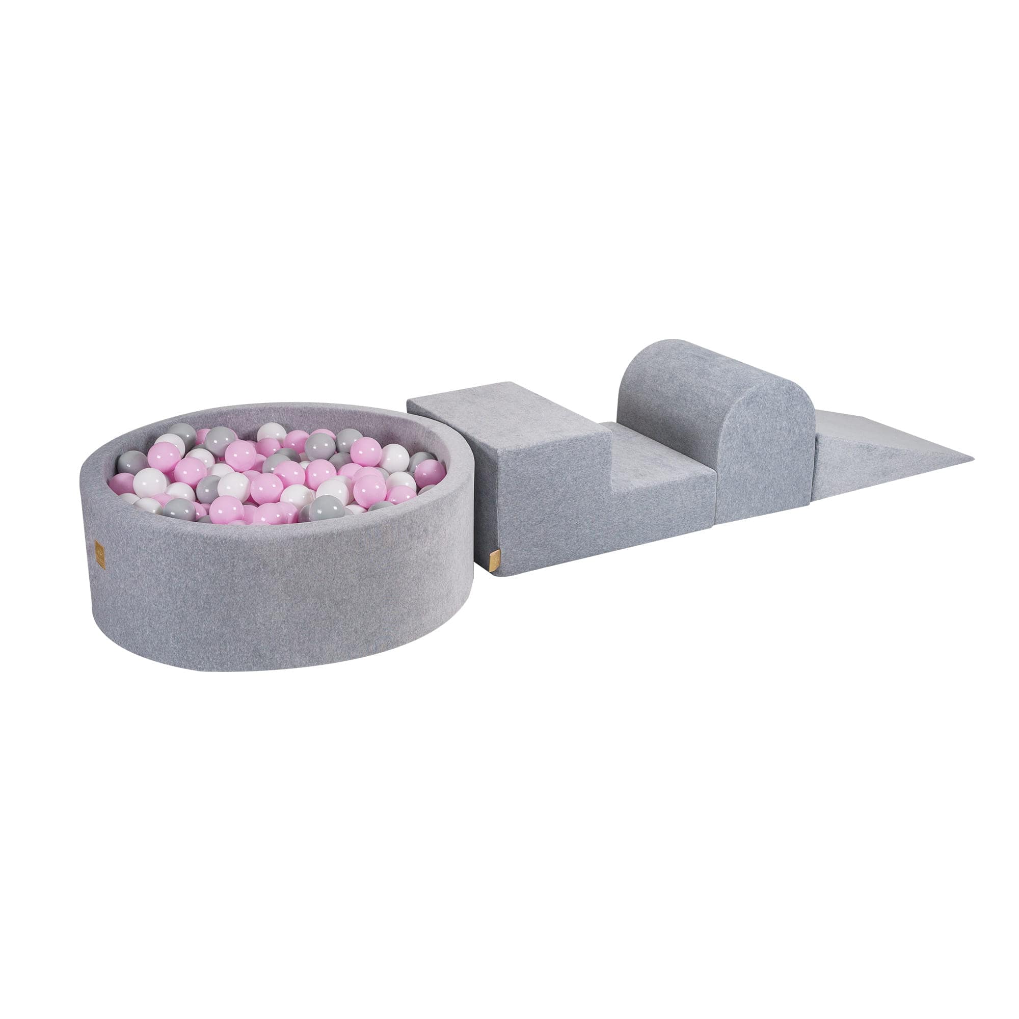 Meowbaby Velvet Kids Foam Climbing Blocks Light Grey - Baby Soft Play Set | Balls to Choose