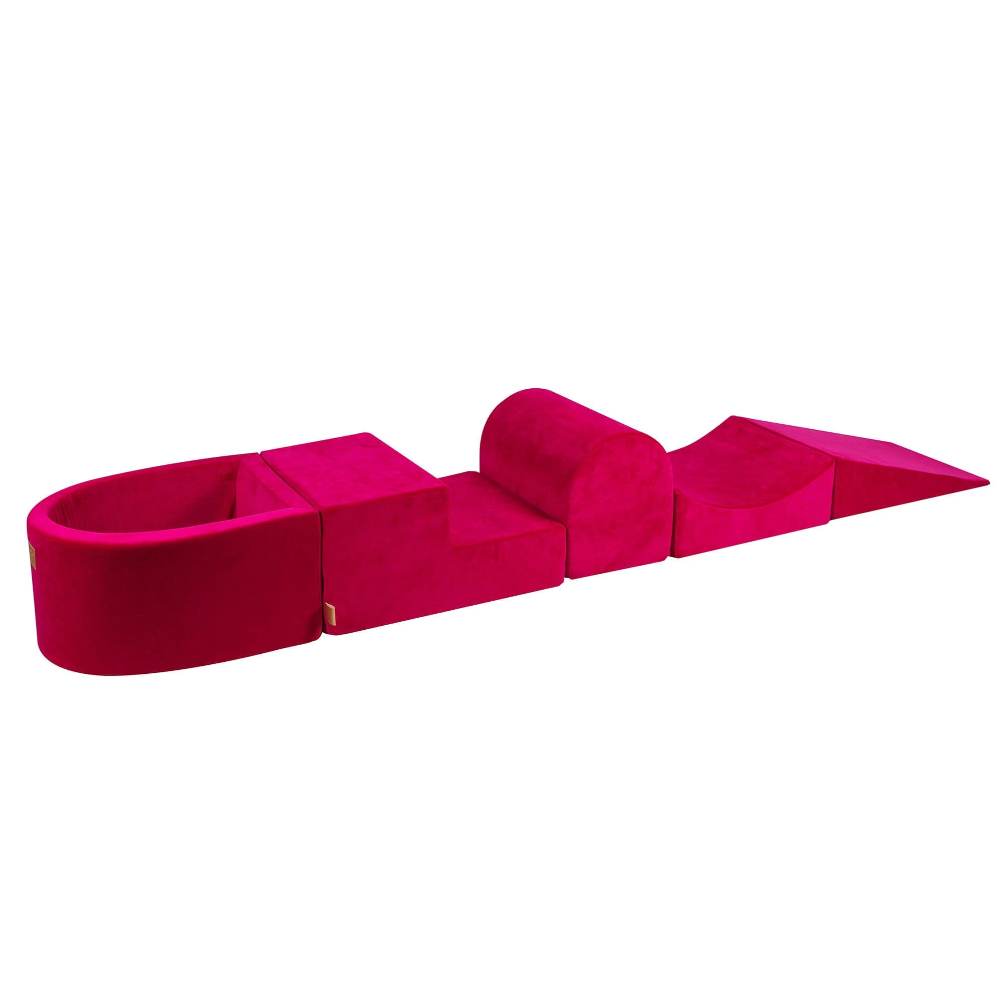 Meowbaby Velvet Kids Foam Climbing Blocks Magenta - Baby Soft Play Set | Balls to Choose