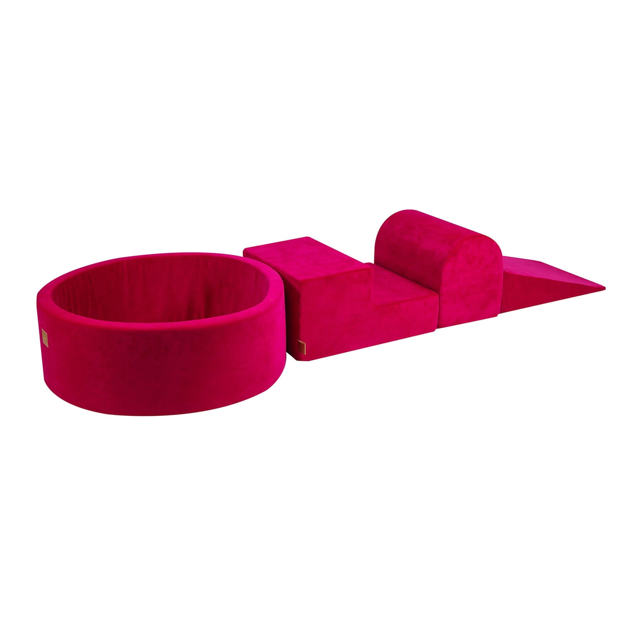 Meowbaby Velvet Kids Foam Climbing Blocks Magenta - Baby Soft Play Set | Balls to Choose