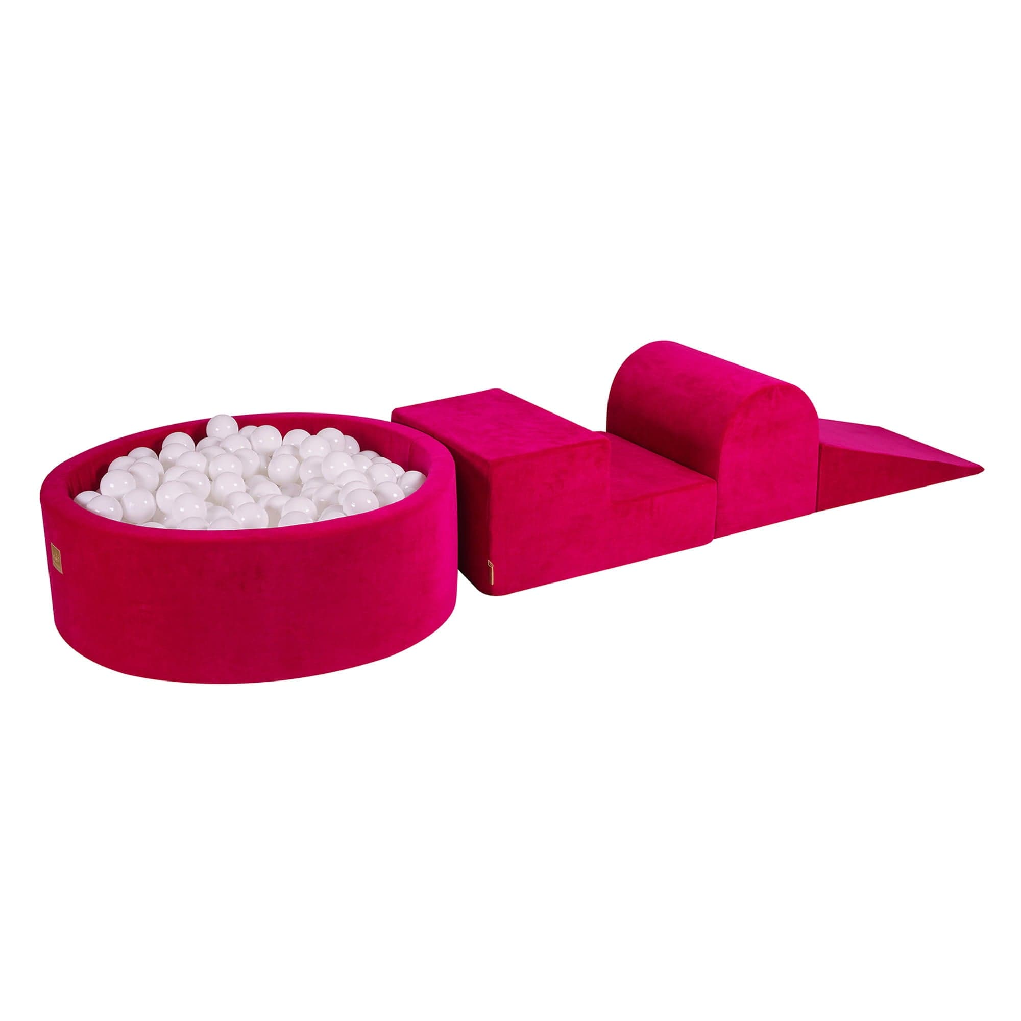 Meowbaby Velvet Kids Foam Climbing Blocks Magenta - Baby Soft Play Set | Balls to Choose
