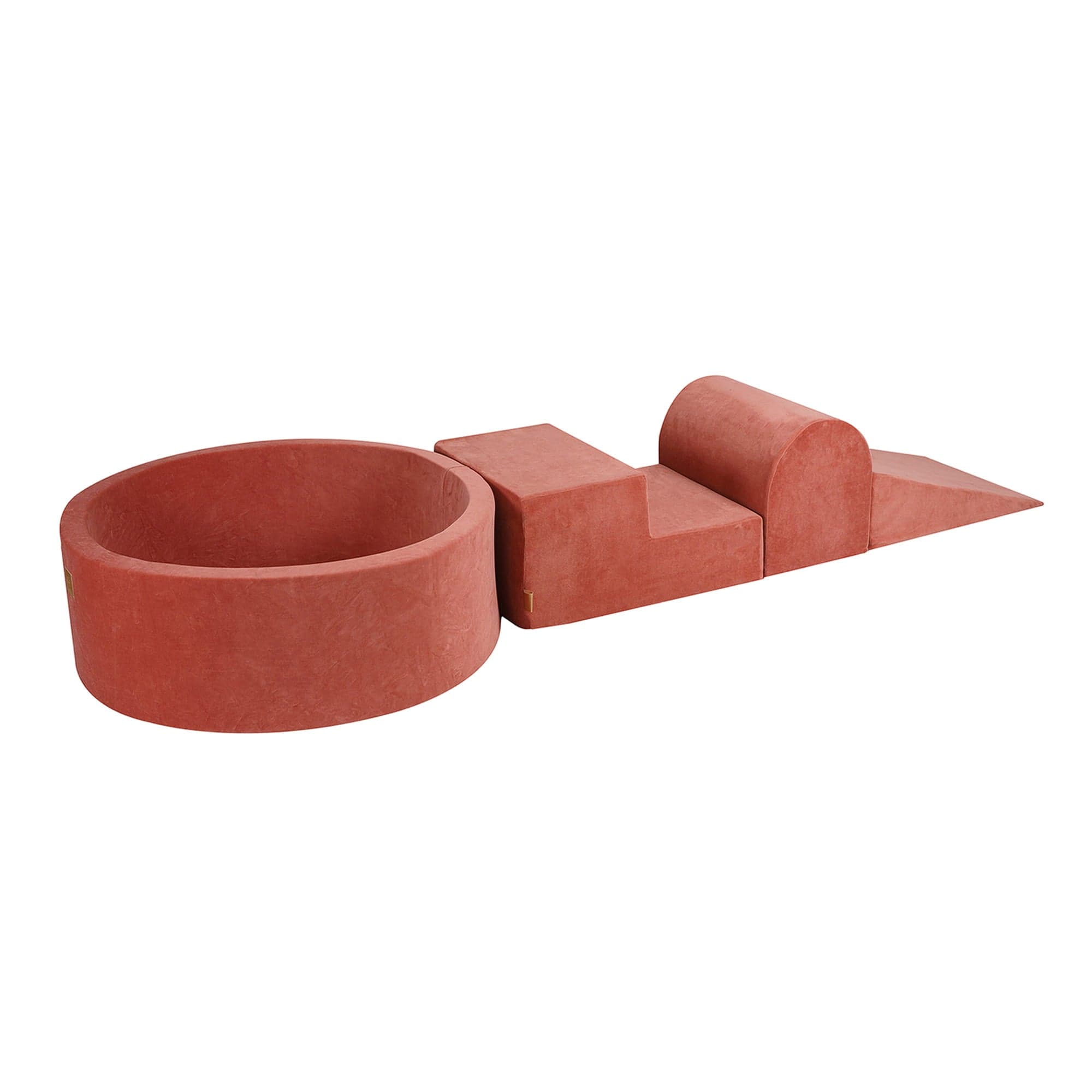 Meowbaby Velvet Kids Foam Climbing Blocks Marsala Red - Baby Soft Play Set | Balls to Choose