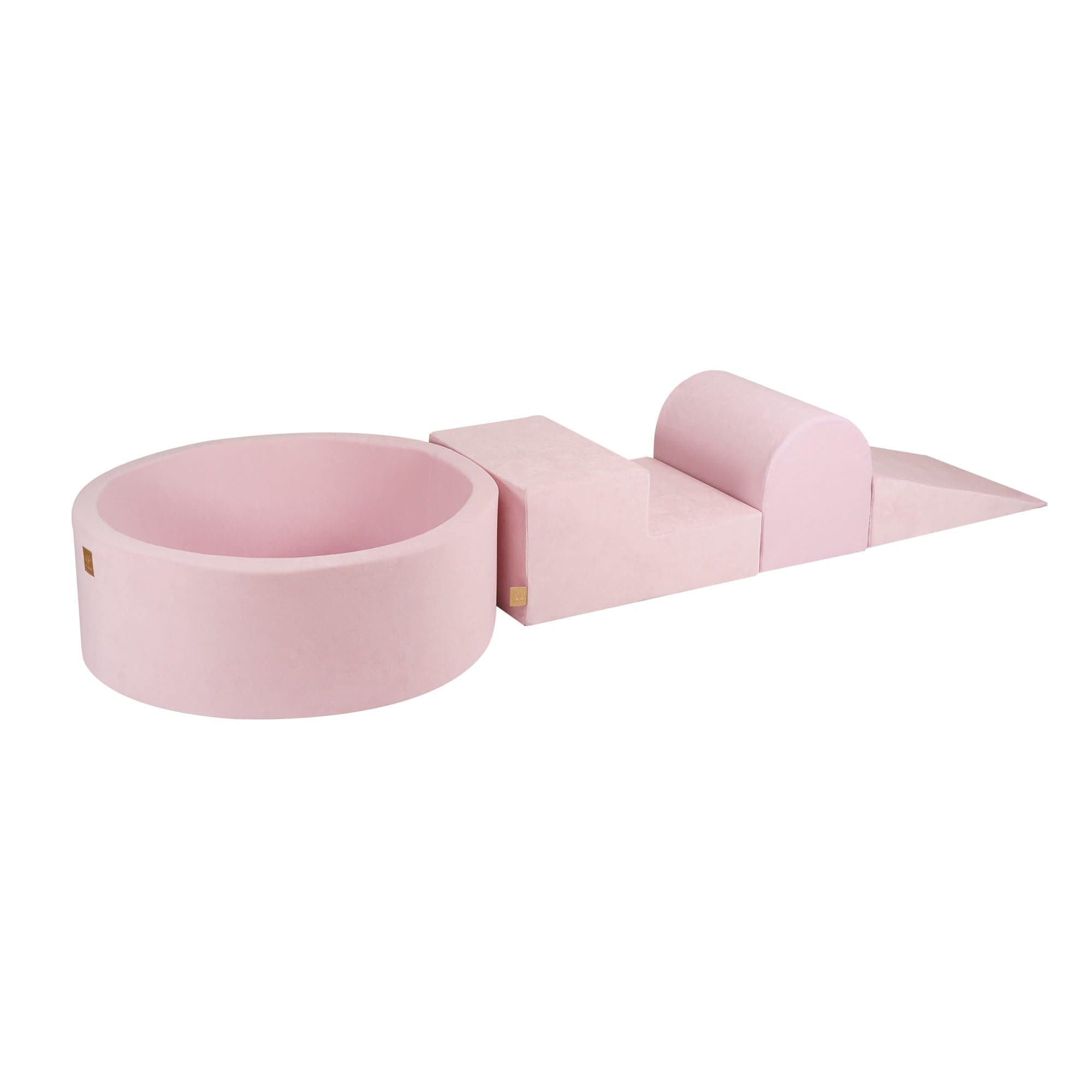 Meowbaby Velvet Kids Foam Climbing Blocks Pink - Baby Soft Play Set | Balls to Choose